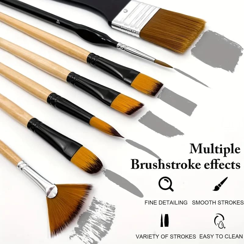 32 Pc High Quality Nylon Hair Paint Brush Set Oil Painting Watercolor Brush Suitable for Beginner Artists Painting Artist Supply