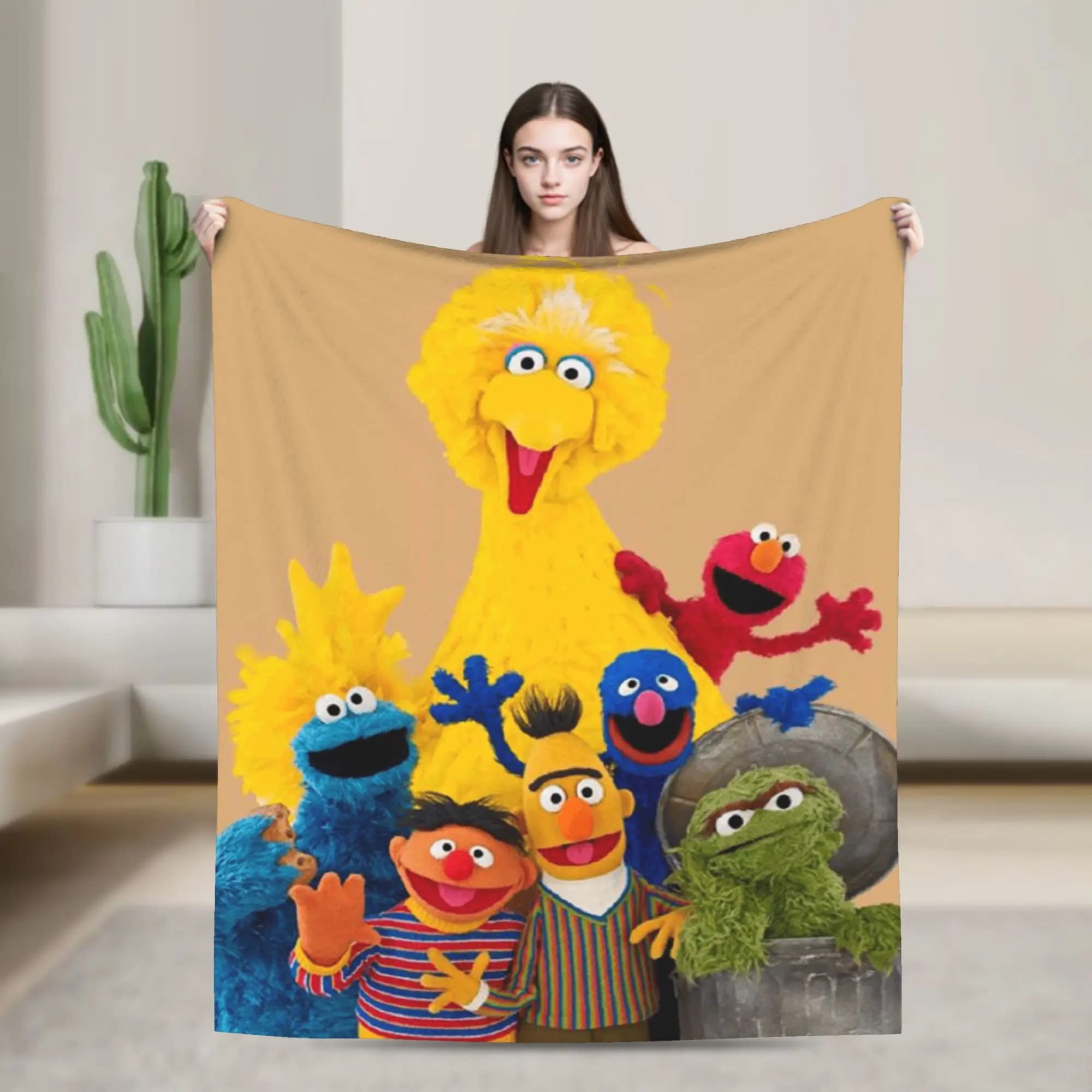 Sesames Streets Plush Blanket Kids Adult Flannel Bedding Throws For Couch Chair Warm Soft Customized Quality Bedspread Gift