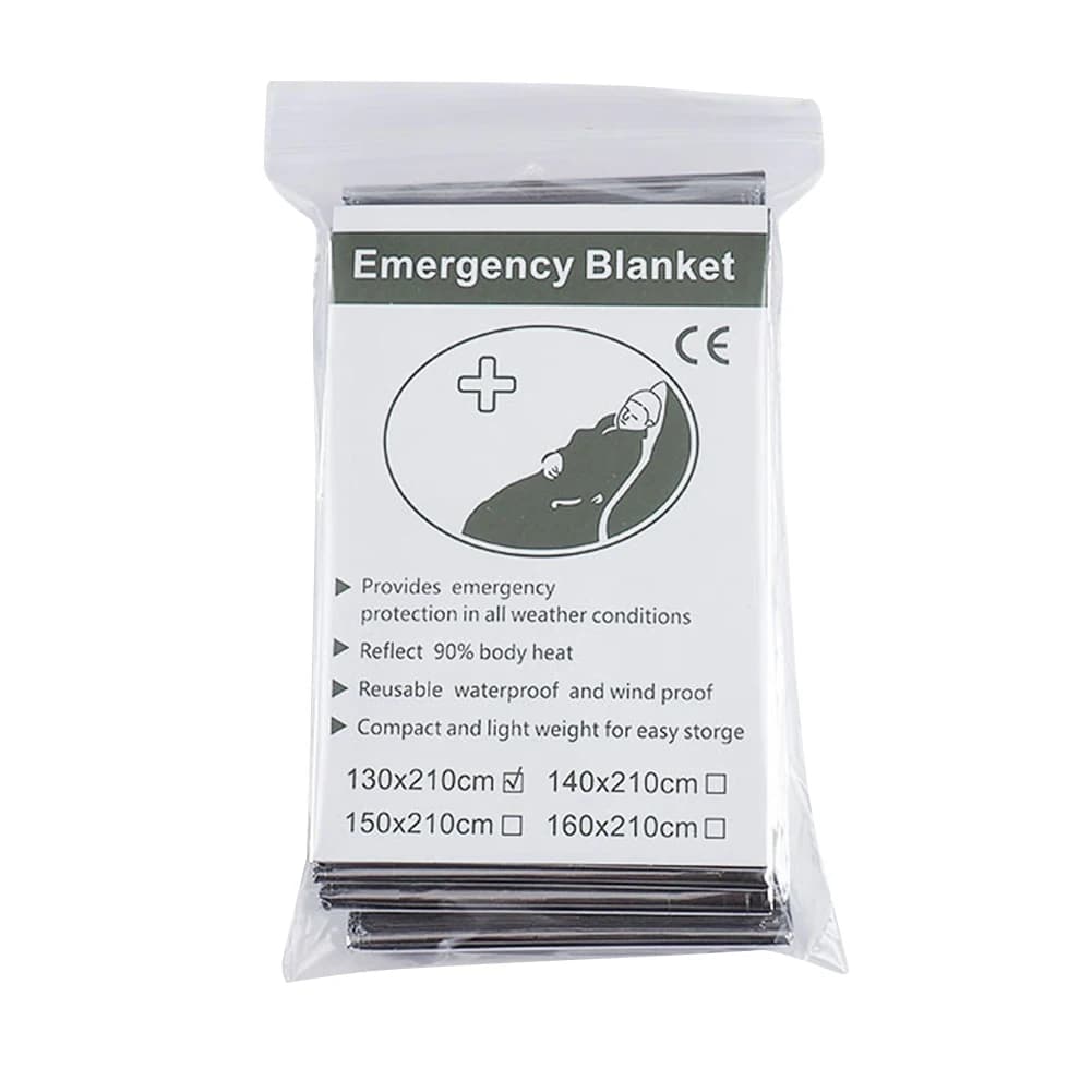 Mantiene te caldo 130x210 cm Coperta termica in mylar Coperta in lamina d'argento Reta il calore del corpo Forniture di emergenza per il campeggio all'aperto