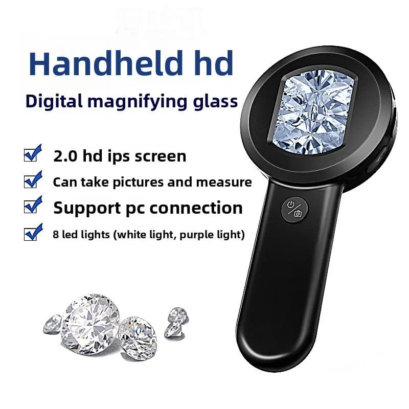 HM020 Strumento di apprezzamento per l'identificazione dell'ingrandimento elettronico portatile HD Microscopio digitale elettronico LED