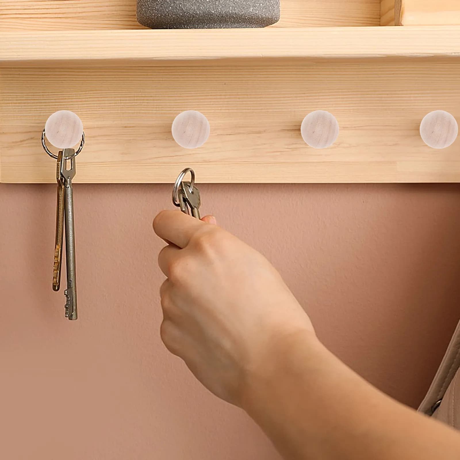 10 Pezzi Ganci Rotondi in Legno Ecologici Senza Vernice, Appendiabiti da Porta per Cucina, Bagno, Ufficio, Casa, Vestiti, Asciugamani, Cappelli