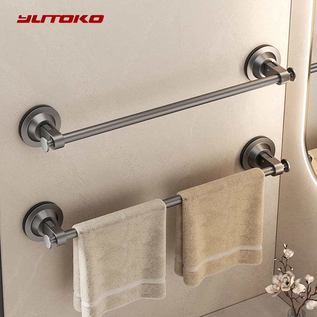 Portasciugamani da parete Portasciugamani da bagno senza barra di perforazione Portasciugamani da cucina Accessori da bagno Mensola portasciugamani a ventosa
