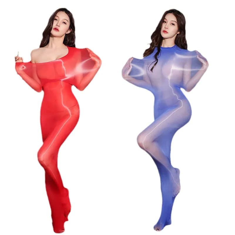 Full body shiny oil effect, seamless, for bondage, pullover pattern, monopece suit, all-in-one, ultra slim 8D