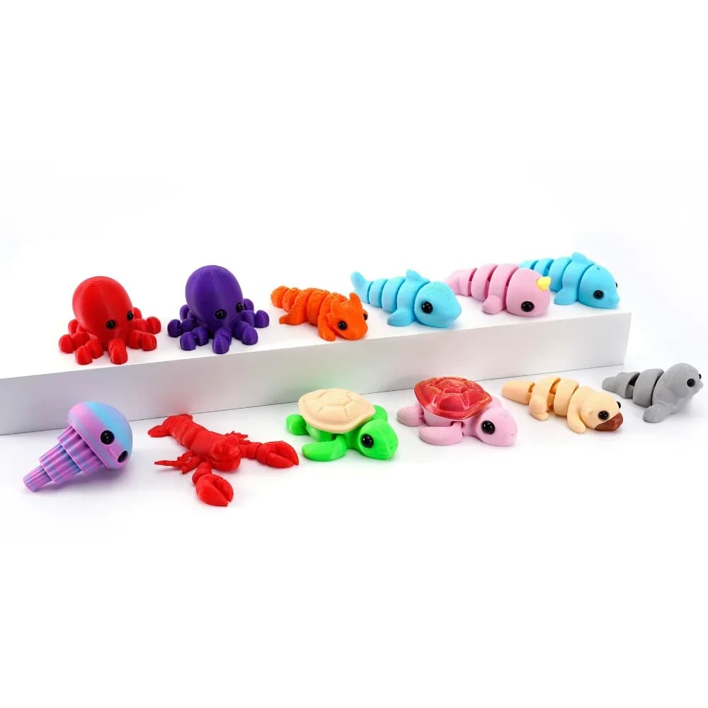 Animali marini stampati in 3D Giocattoli Fidget girevoli multi-giunto Ornamento da tavolo per ufficio Decorazioni per la casa Modello animale Figurina Regalo per bambini