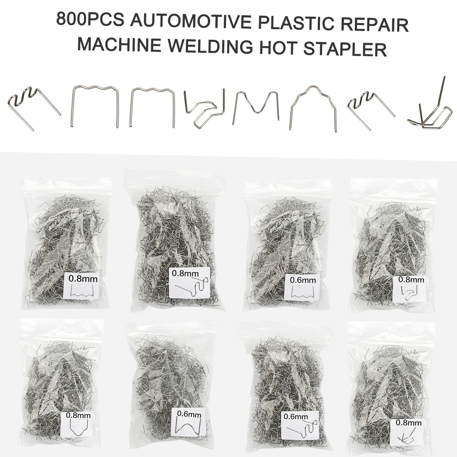 800 pz Automotive plastica riparazione Standard Pre Cut Wave Staples paraurti carrozzeria riparazioni macchina saldatura cucitrice a caldo tutte le auto