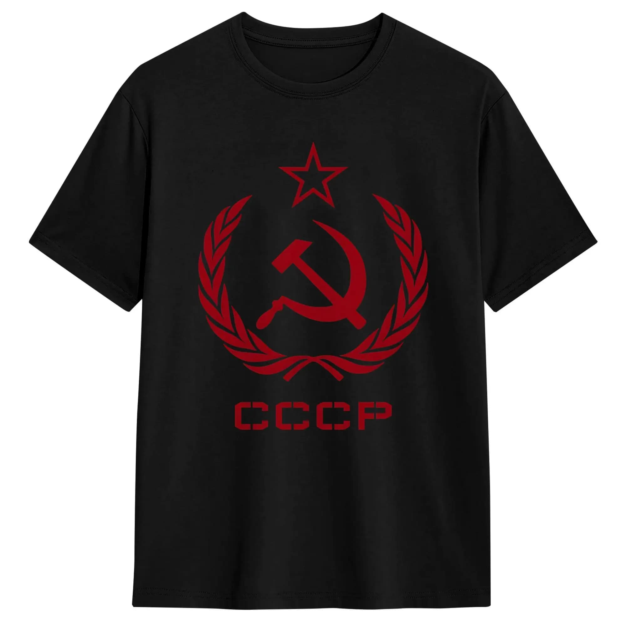 Maglietta da uomo russa dell'Unione Sovietica con martello e falcetto, maglietta comunista Cccp, maglietta in puro cotone, maglietta a maniche corte