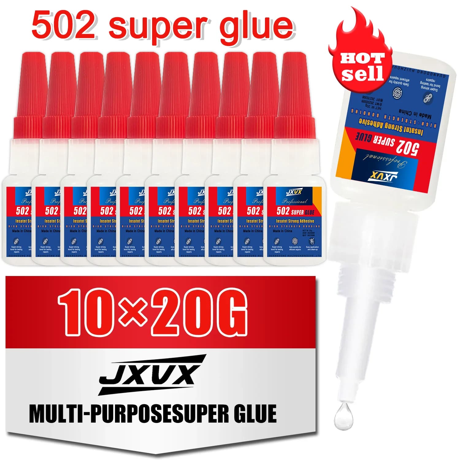 0,7 oz 502 Super Glue extra forte Istantaneo Asciugatura rapida Cianoacrilato, asciugatura rapida, impermeabile Utilizzato per riparazioni fai da te di metallo, legno, pelle e ceramica Include dispenser di precisione.