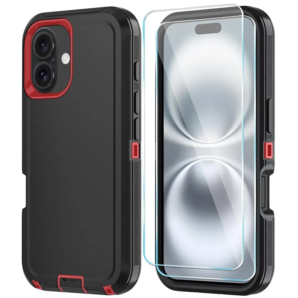 Custodia compatibile con iPhone 17 con protezione schermo HD, [2 in 1] Custodia protettiva resistente per iPhone 17 6.3 pollici (Nero)