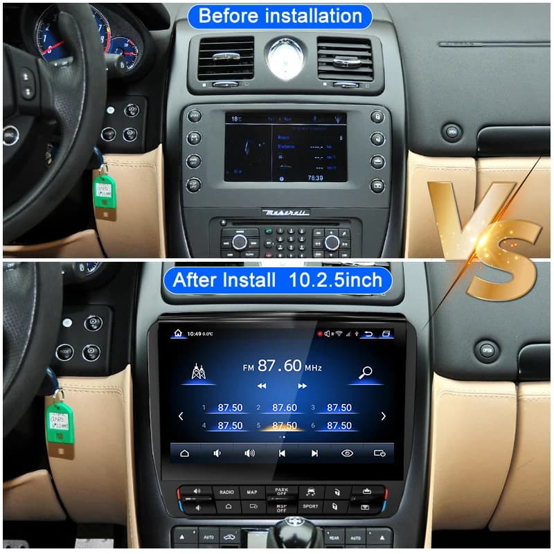 Android 14 per Maserati Quattroporte 2004-2012, Autoradio Multimediale da 10.25 Pollici con GPS, Navigazione, 4G, WIFI e Carplay Wireless
