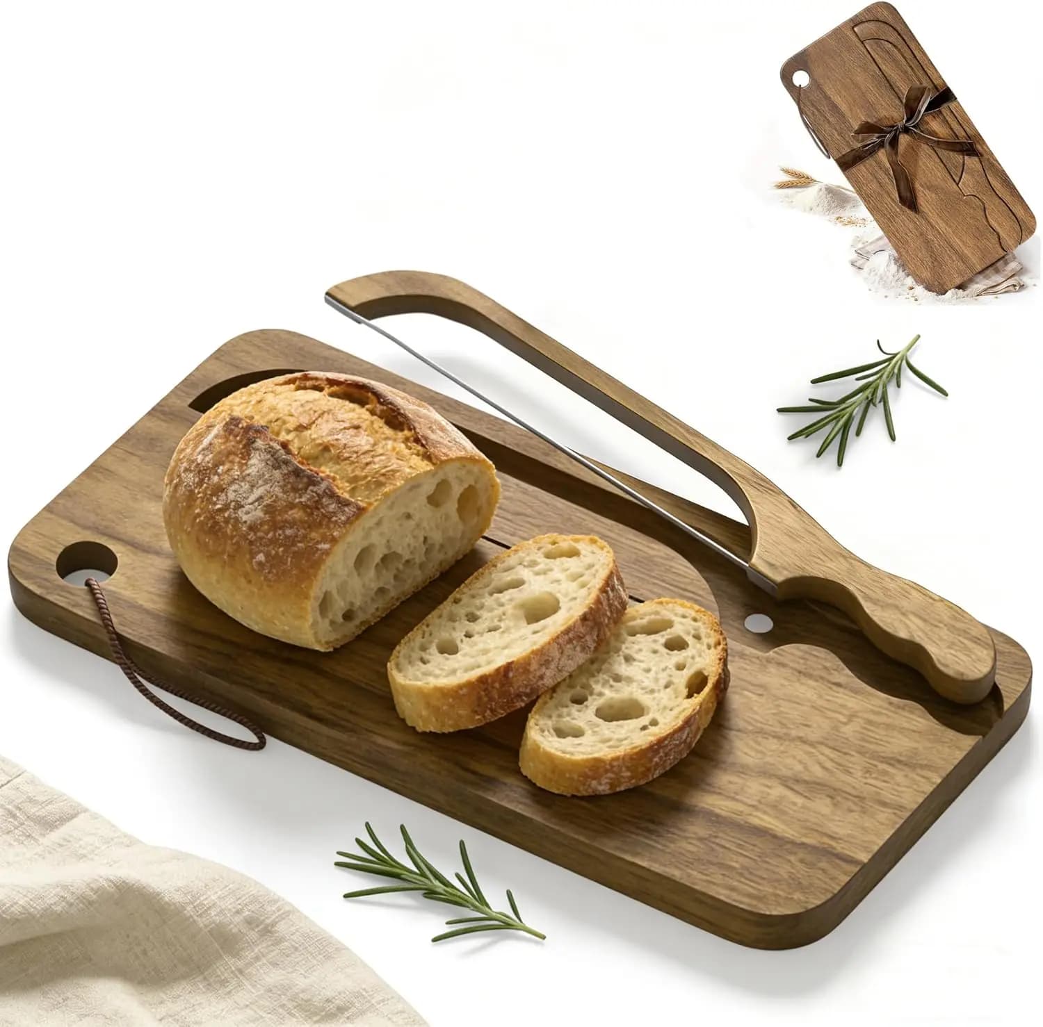 Set for sliced bread, 16 inch bread knife and cutter with pick-up tray, magnetic support, ergonomic design, perfect for bagel