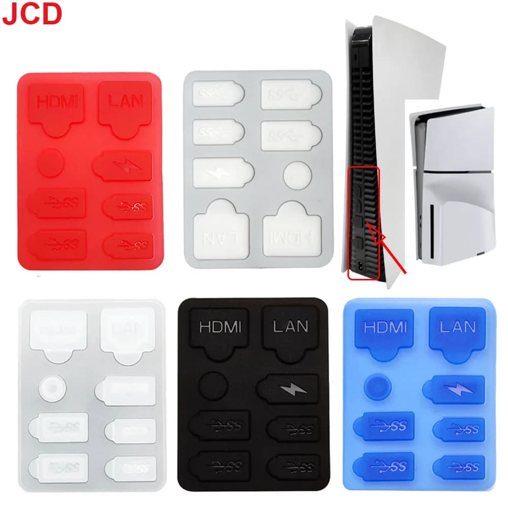 JCD 1 set Spina antipolvere Prevenire la copertura protettiva Custodia in silicone Porte USB antipolvere Kit antipolvere per console PS5 Slim