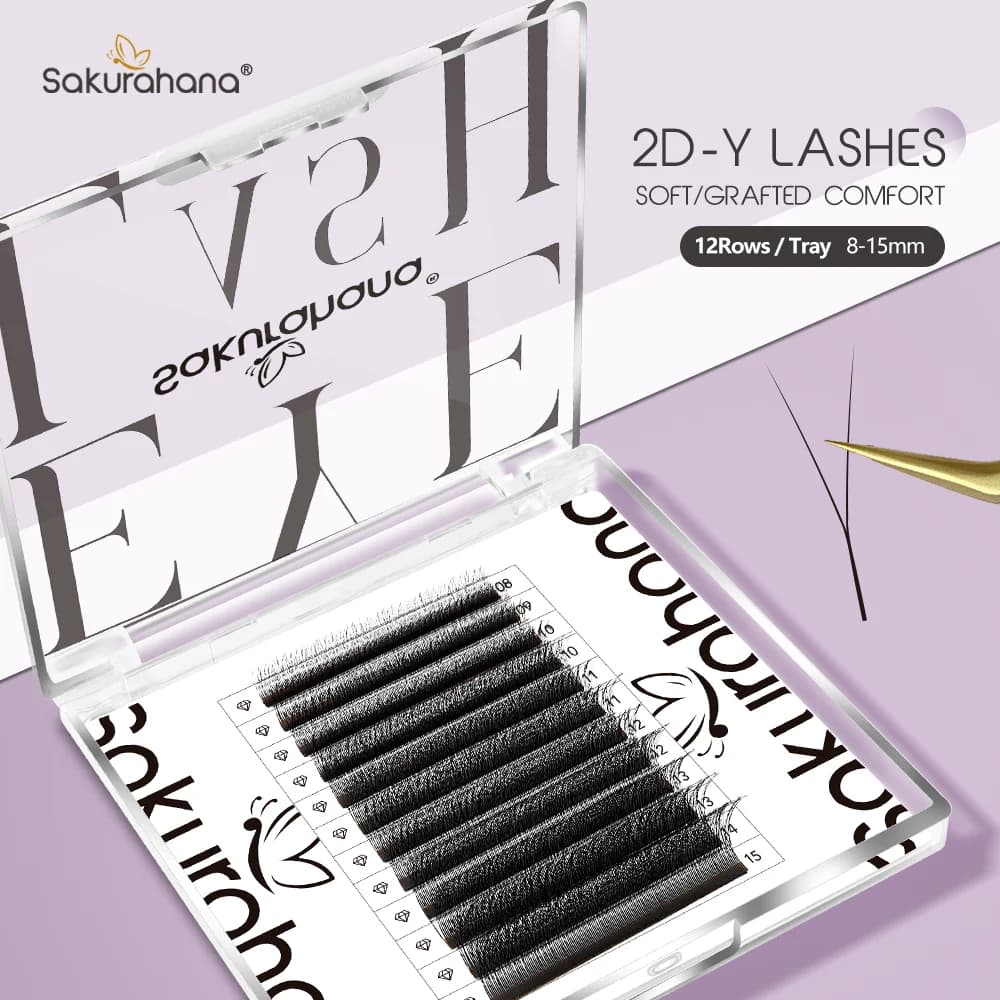 SAKURAHANA 2D YY Lashes Double Tips Premade Volume Fan Y-shape False Eyelash Lightweight Eyelash Extensions Single Tip 2D Y