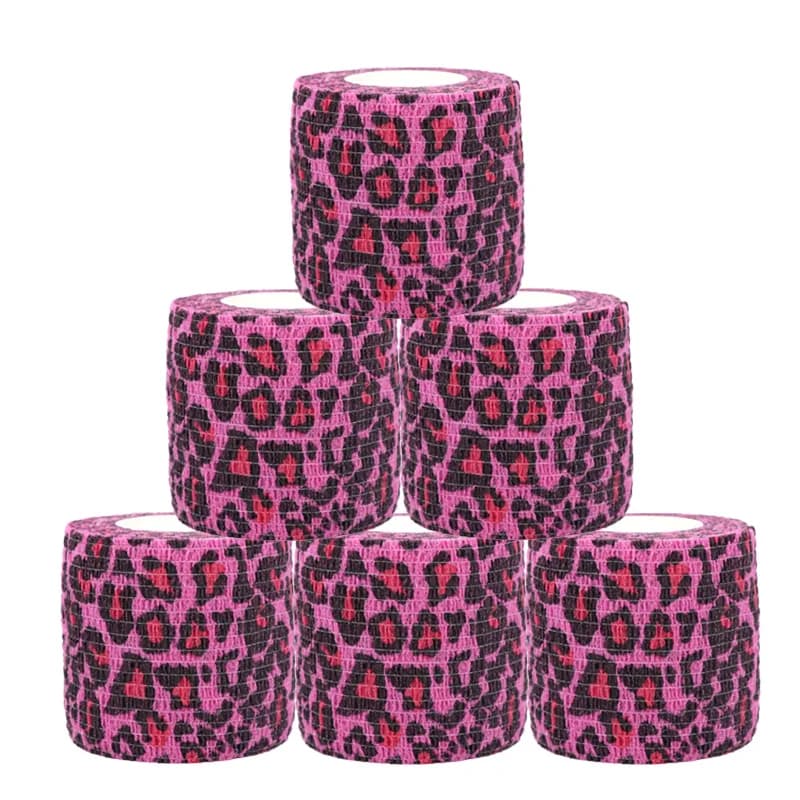 Benda autoadesiva COYOCO, supporto elastico – Fissaggio senza sforzo, Benda di protezione e comfort tutto in uno Leopard Pink
