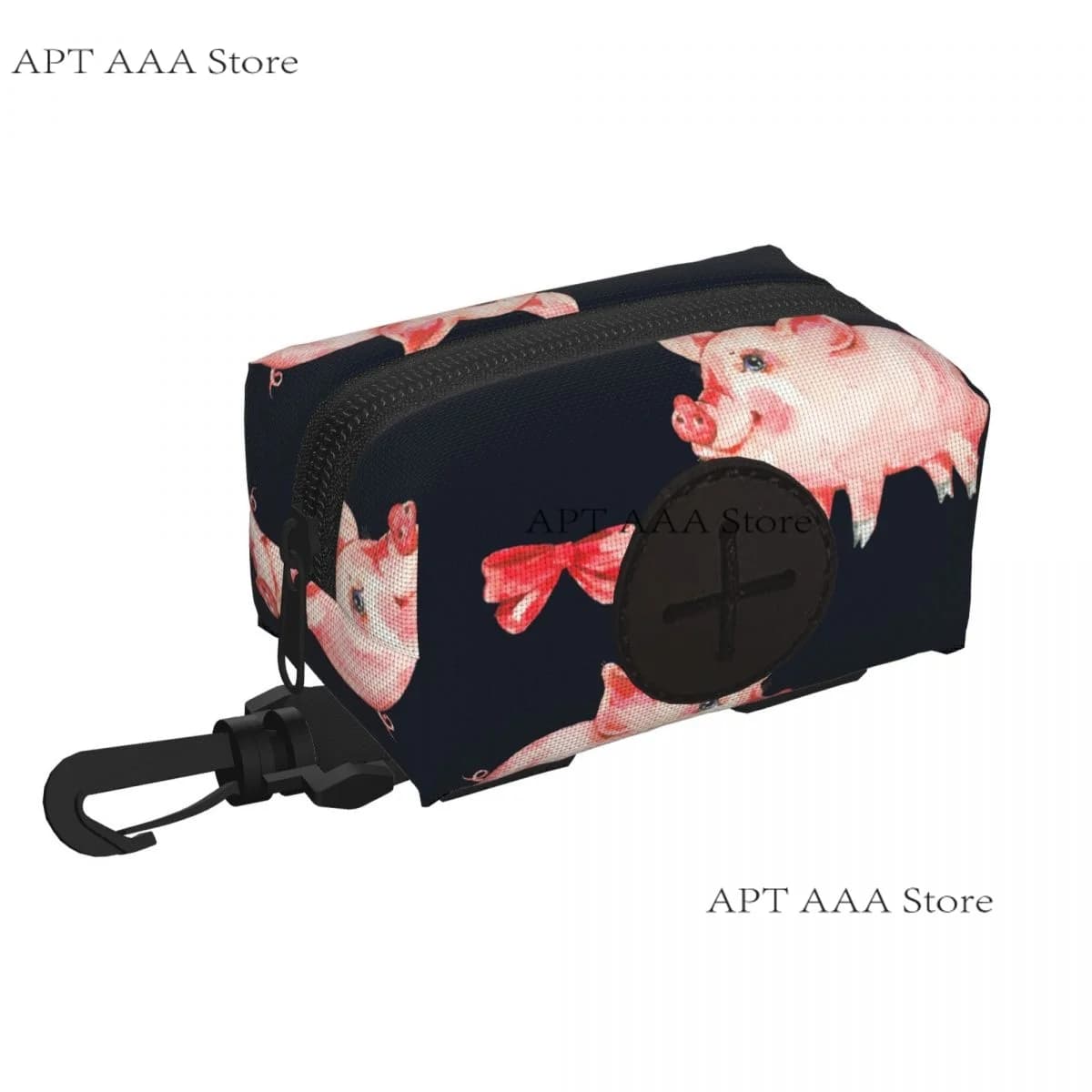 Dispenser porta sacchetti per cacca per animali domestici con fiocco rosso maialino carino acquerello senza sacchetto per cacca e guinzagli possono attaccare con qualsiasi guinzagli per cani