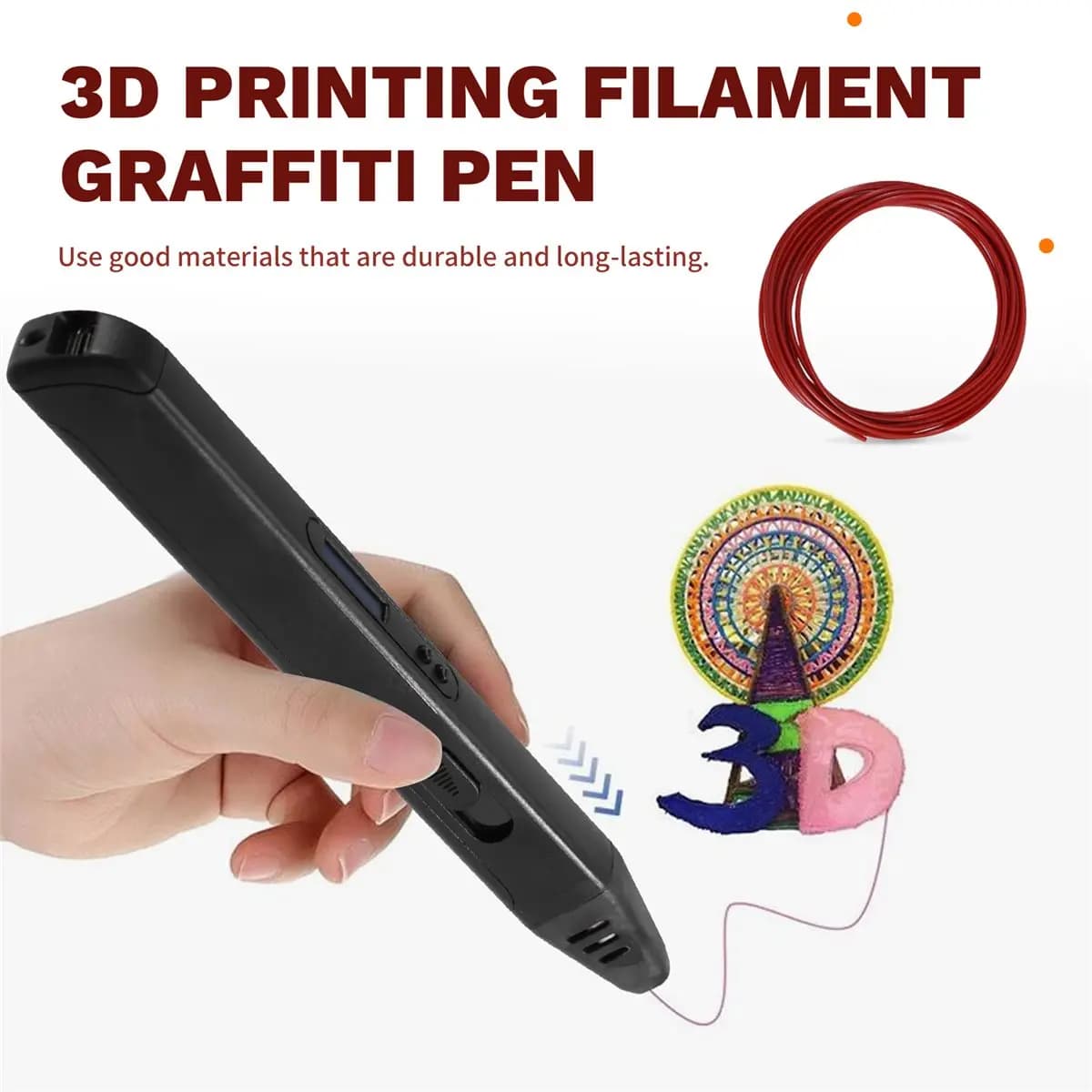 (DT37) RP800A 3D Pen Scribble Pen OLED Display 3D Printing Pen with PLA Filament for Doodling Making