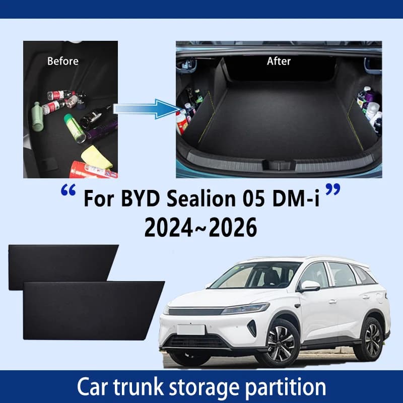 Accessori auto per BYD Sealion 05 DM-i 2024 ~ 2026 25 Partizione di stoccaggio del bagagliaio Stoccaggio multifunzione Parti interne auto Organizzatore