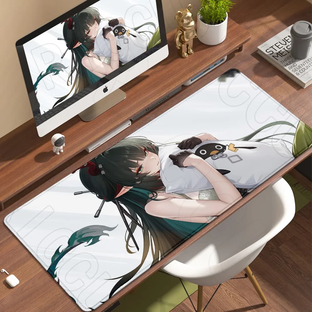 Tappetino per mouse XXL HD con stampa anime di Zhuang Fangyi di Arknights Endfield, tappetino da gioco in gomma per eSports, grande tappetino da scrivania per PC.