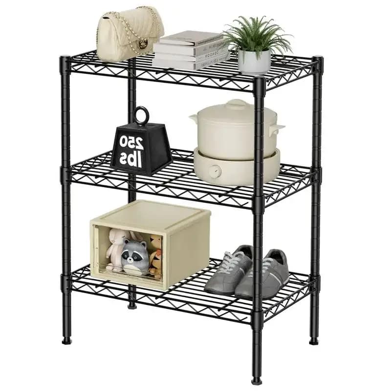 Sweetcrispy 4-Tier Metal Wire Storage Rack Adjustable Steel Shelving Unit Easy Install Corrosion-Resistant Organizer Shelf Heavy Duty for Kitchen Bathroom Pantry Garage Commercial Space Saver