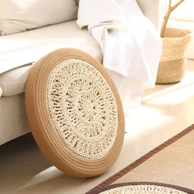 Linen Zabuton Cushion Tatami Floor Pouf for Meditation Zen Prayer Kneeler Natural Home Decor Non-Slip Floor Mat Pillow Multi-Use