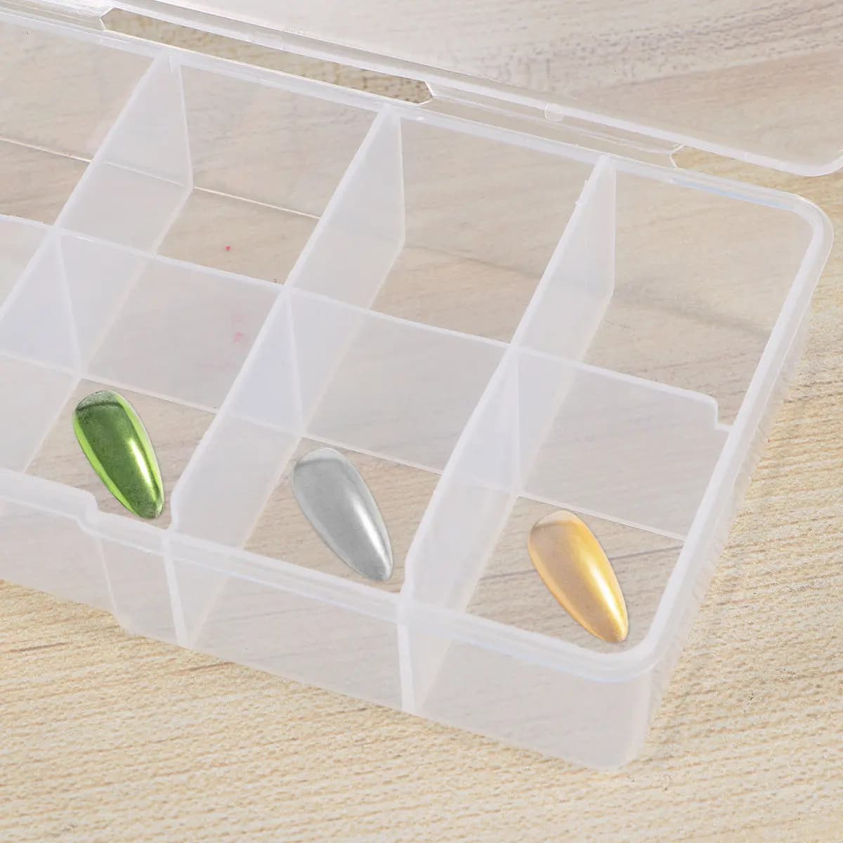 Set di 3 Scatole Trasparenti a 10 Scomparti per Organizzare Materiali per Nail Art, Contenitore Professionale per Unghie Finte, per Casa e Salone