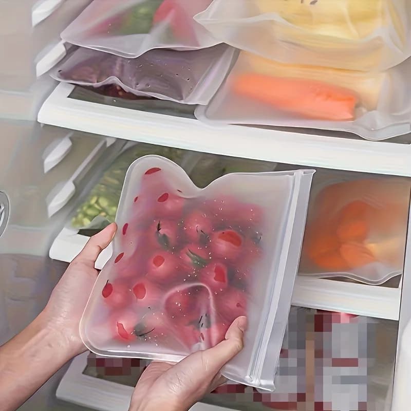 4PCS Silicone Food Storage Containers Leakproof Containers Reusable Stand Refrigerator Fresh Wrap Fresh Bag Food Storage Bag