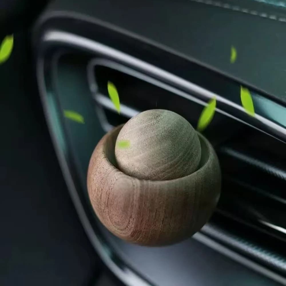 Natural Walnut Wood Car Vent Air Freshener Clip Mini Auto Aroma Diffuser Ornament for Car Interior