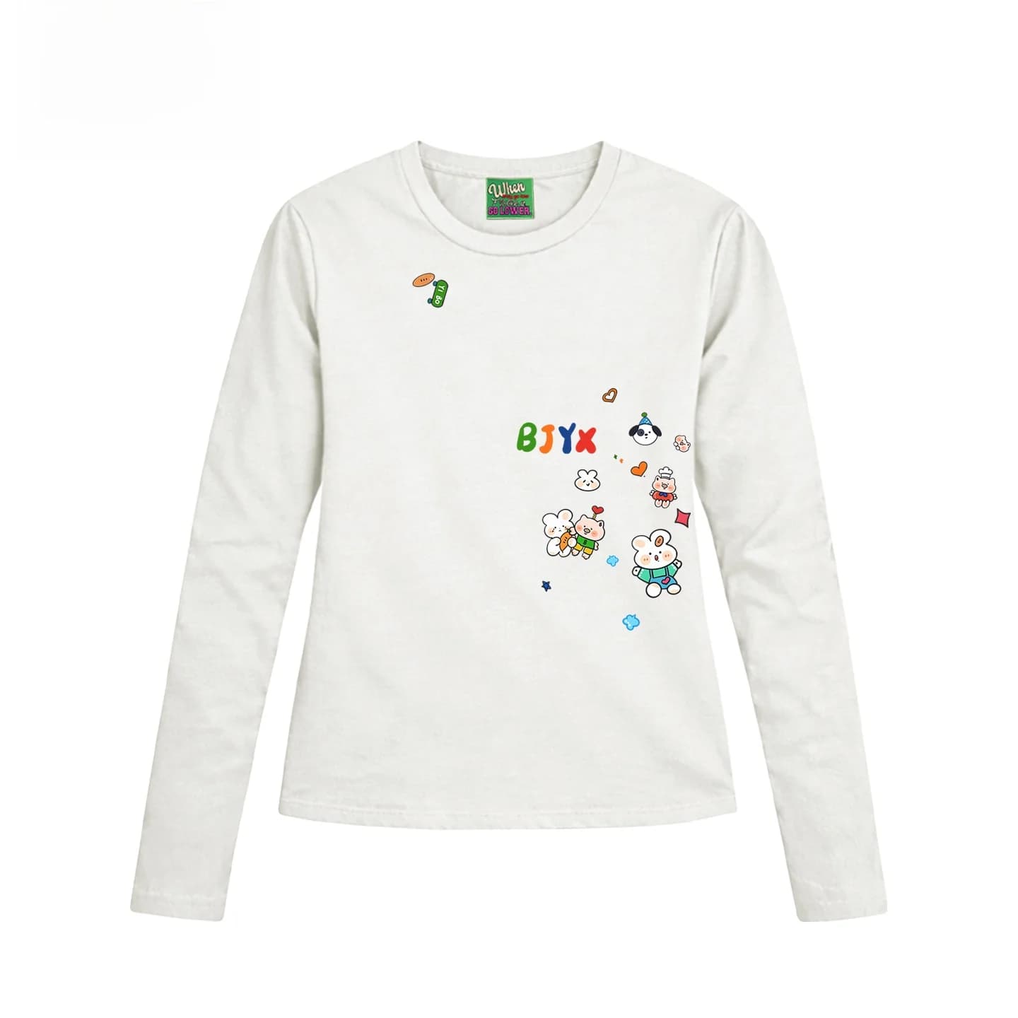 Interesting Soul Y2K Spicy Girl T-Shirt Design Sense JHYQins Style Cartoon Mosaic Casual Entertainment Cotton Long Sleeve rou...