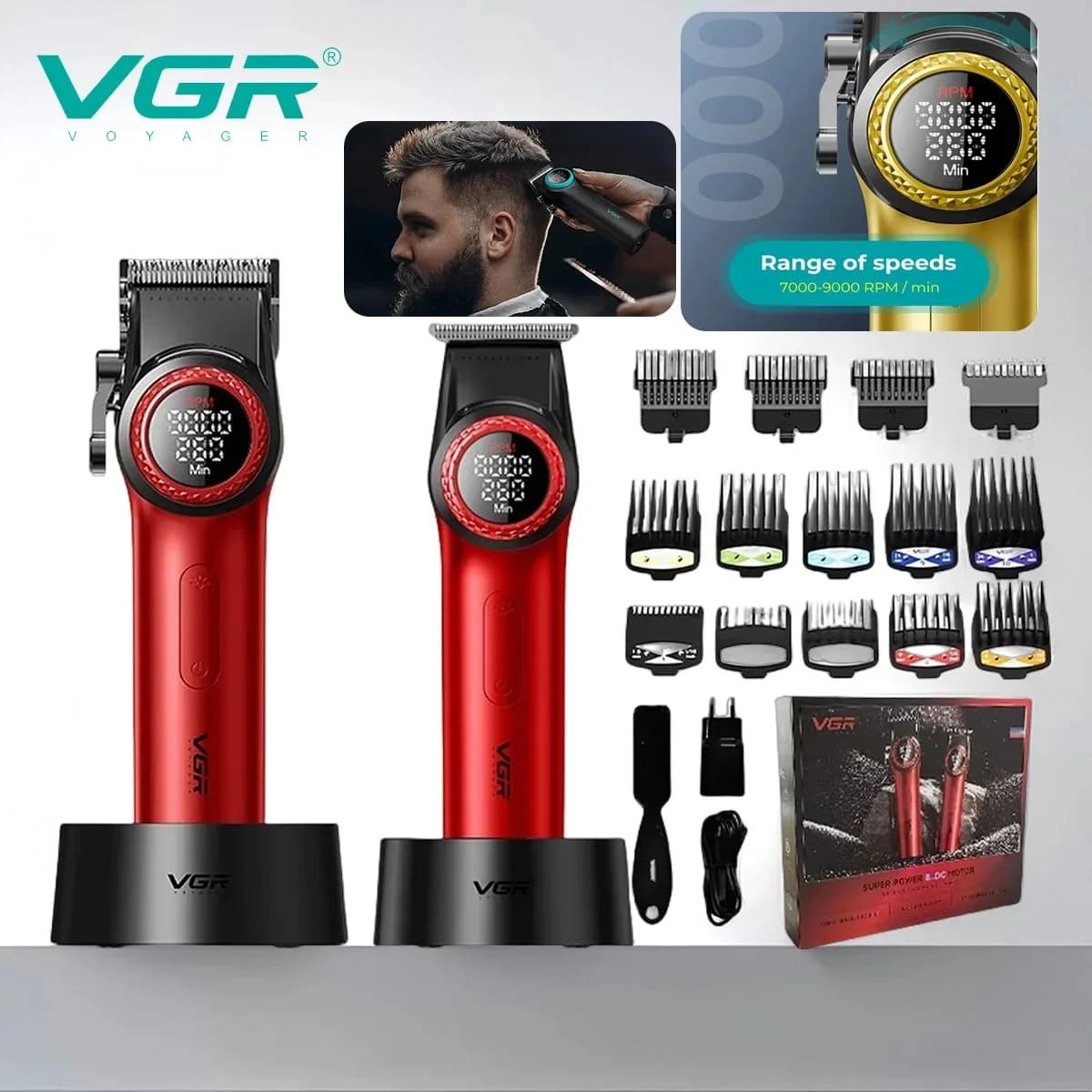 VGR 001 977 new set to cut hair cutters from high-end digital display smart electric pusher carving and whitening