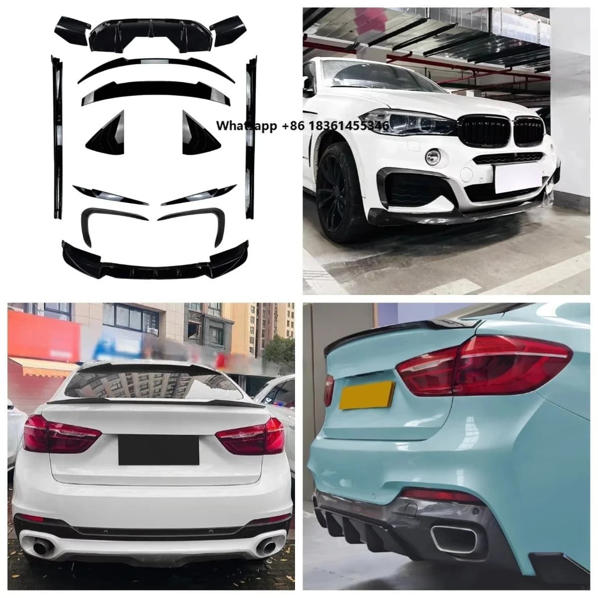 For M Sport X6 F16 2015-2019 1 Year Warranty OEM Retrofit Car Dream Garage Front Lip Spoiler Canard Rear Diffuser Louver Kit