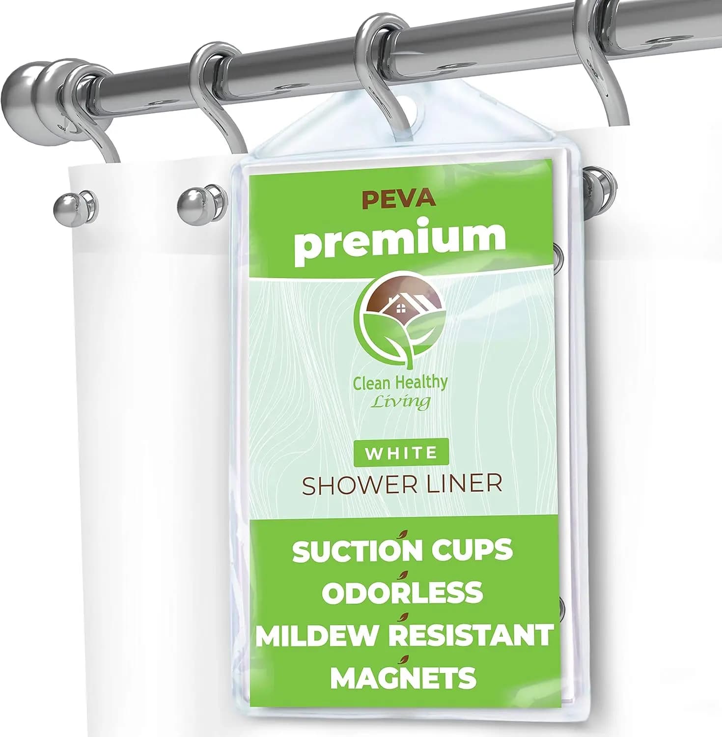 Telo Doccia Premium in PEVA con Magneti e Ventose, 70x71 Pollici di Lunghezza