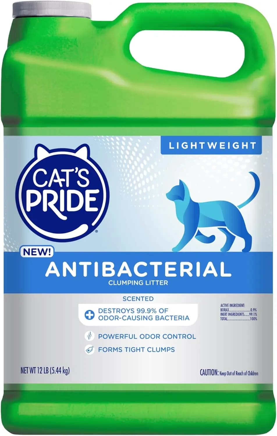 Cat's Pride Antibacterial Cat Litter: Destroys 99.9% of Odor-Causing Bacteria, Lightweight Clumping Litter for All Breeds, 12 lb