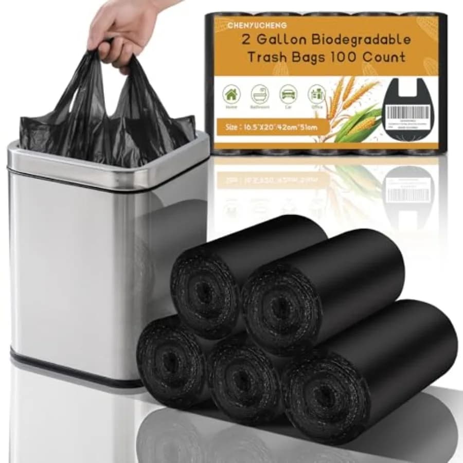 Small Bathroom Trash Bags - Mini Garbage Bags With Handle Biodegradable Compostable Kitchen Office Car Little Waste Basket Unsc