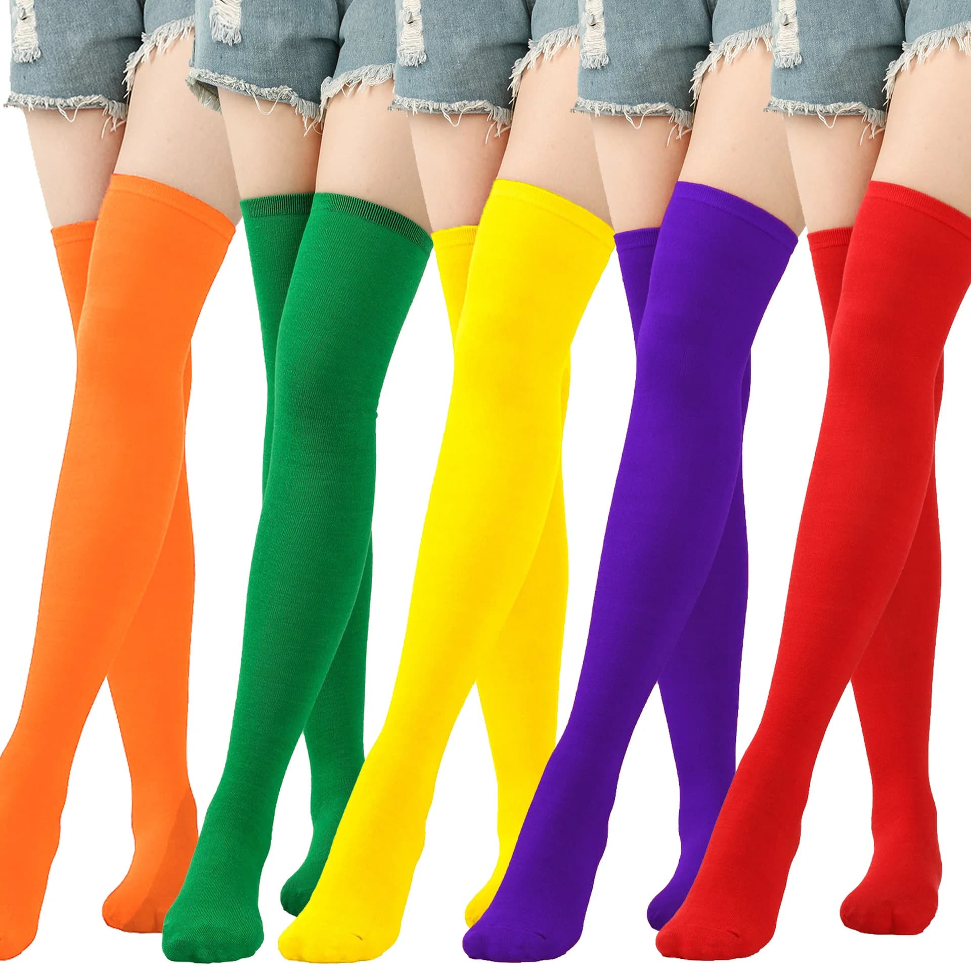 Calze natalizie sopra il ginocchio Calze lunghe alte da donna Calze a righe di Halloween Danza Cosplay Performance Leggings in tinta unita