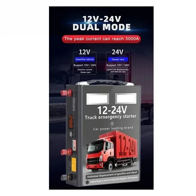 Avviatore di Emergenza 12/24 Volt 458000mAh, Power Bank Portatile, Batteria di Emergenza per Camion e Veicoli Pesanti