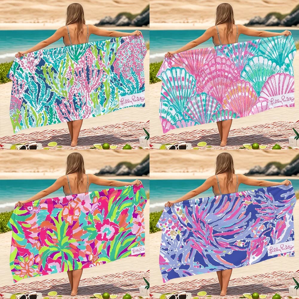 L-LillyS P-PulitzerS Splendido asciugamano da spiaggia, da bagno, ad asciugatura rapida, leggero, portatile, per sauna, campeggio, piscina, viaggi
