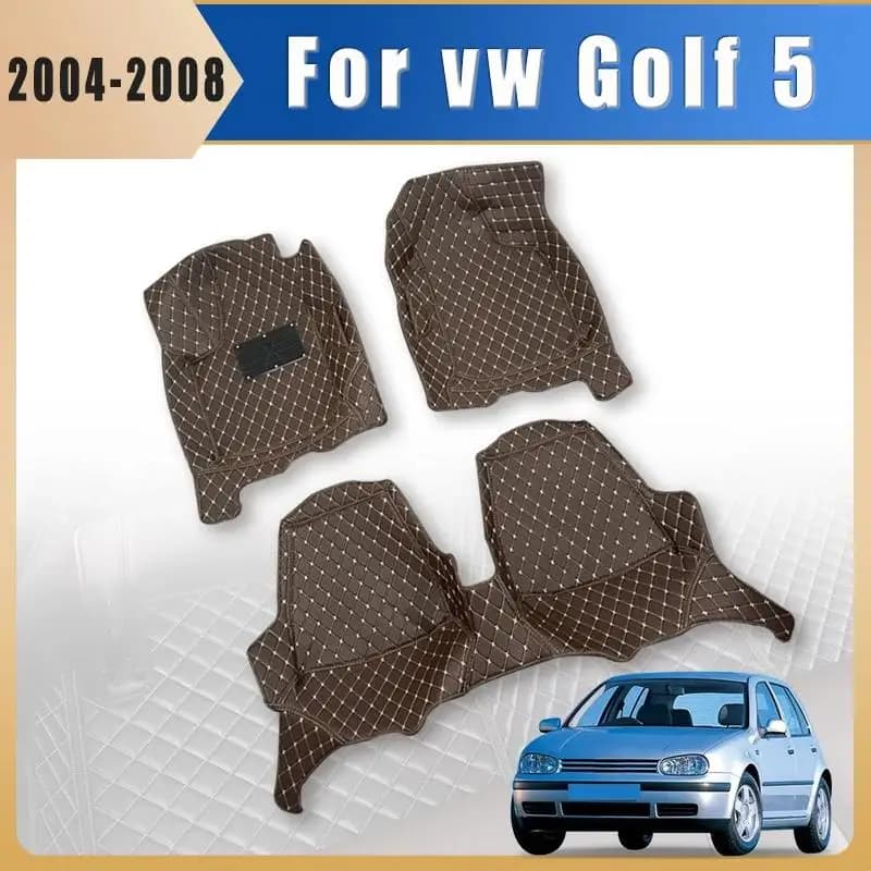 Tappetini Auto in Pelle per Volkswagen VW Golf 5 MK5 2004-2008, Accessori Interni per Auto
