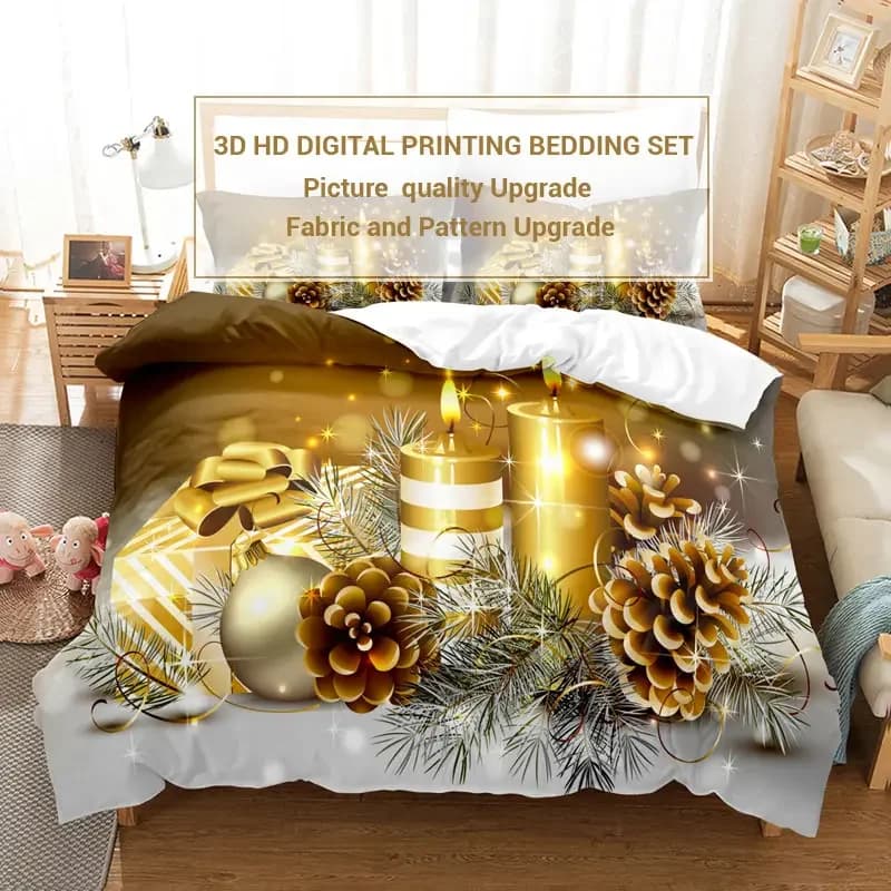 Set biancheria da letto natalizia Copripiumino Copripiumino in poliestere Federa per cuscino 3D Queen King Doppio Completo Twin Singolo 3 pezzi 2 pezzi Camera da letto