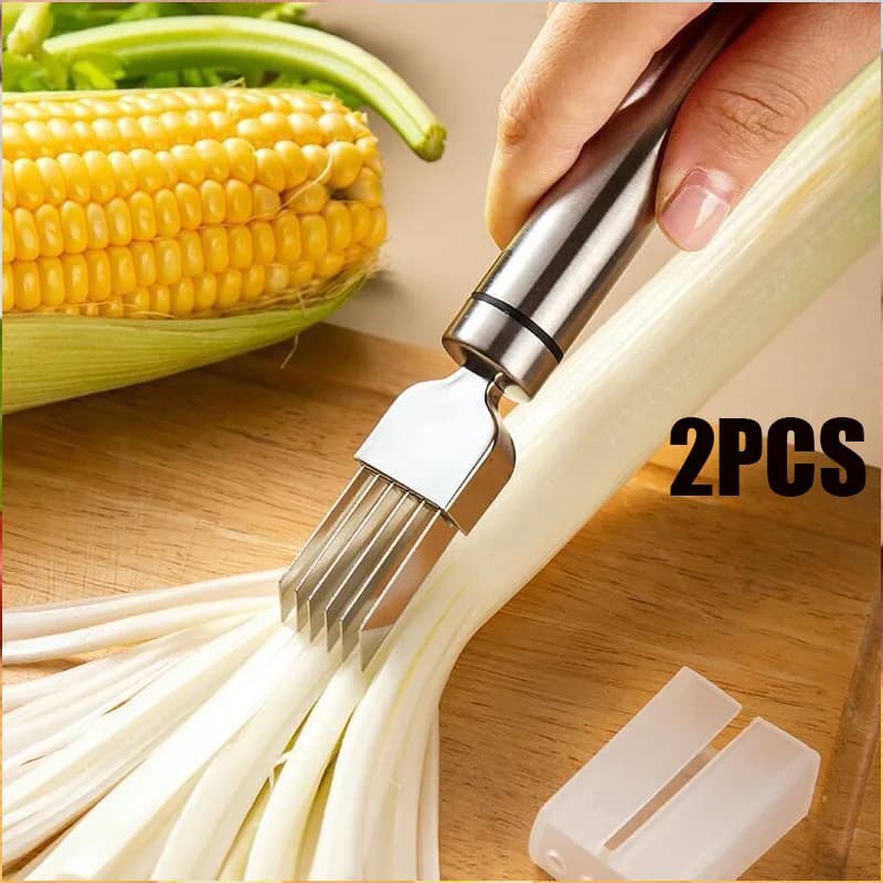 Silk kitchen knife, chopped green onion knife in stainless steel, design with curved handle, green onion for fast food tributary