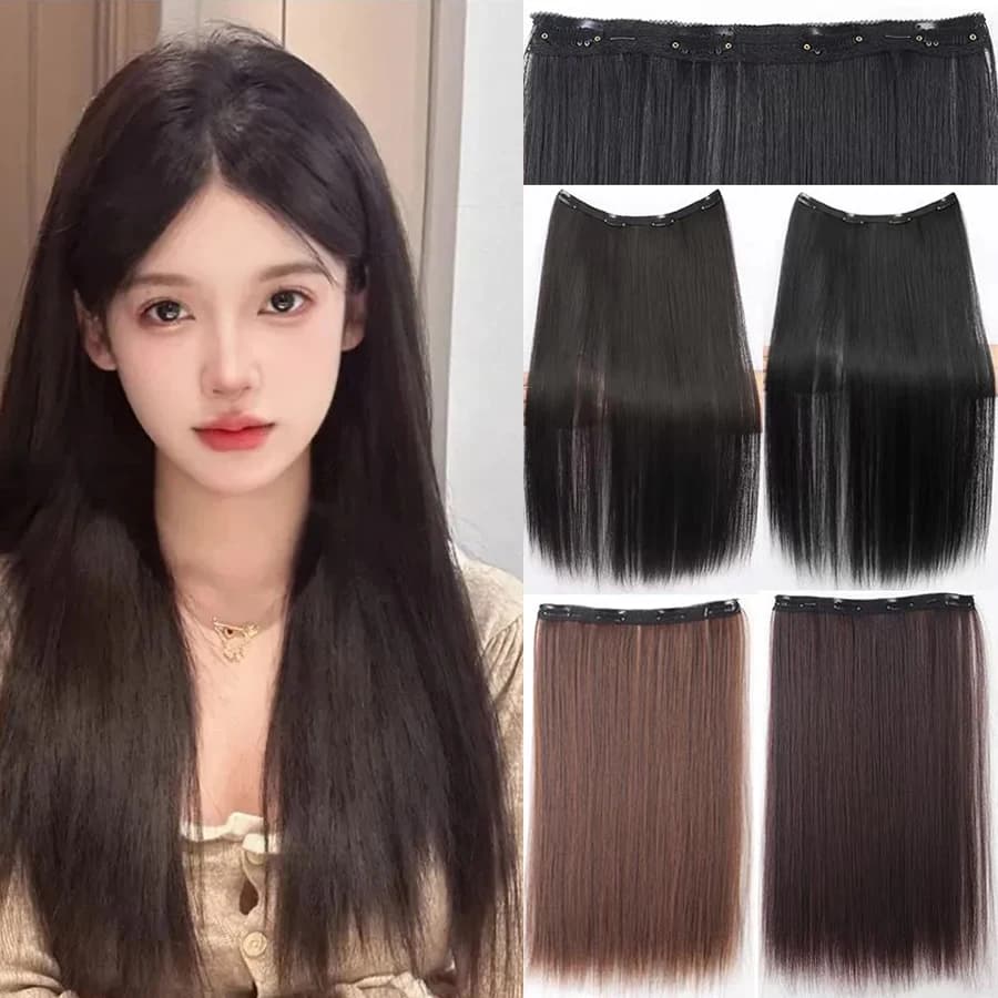 Synthetic clip long and straight in one piece Hair extension 4 clip Internal layer Hidden hair color Hair extension color
