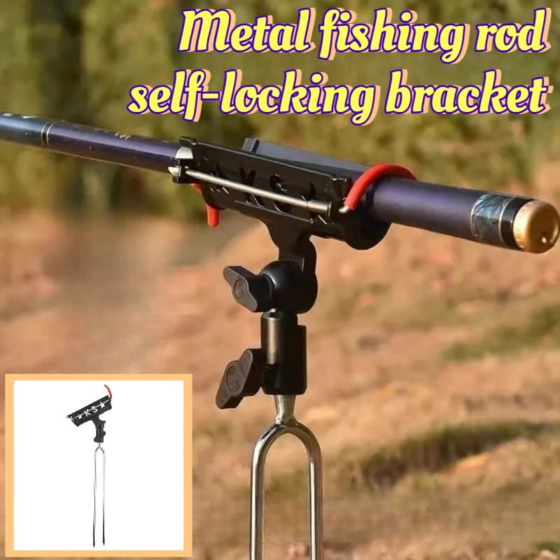 Supporto per canna da pesca interamente in metallo per esterni Supporto autobloccante leggero Supporto per canne da pesca con regolazione girevole portatile