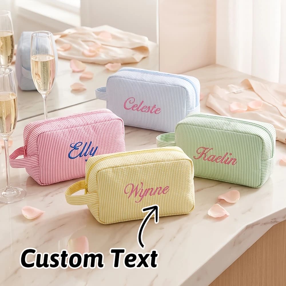 Custom Name Striped Handheld Wash Bag, Portable Travel Business Makeup & Toiletry Storage Pouch, Ideal Gift for Birthday,Holiday