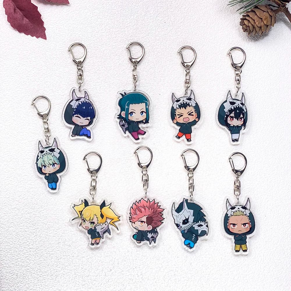 Set di 9 Figurine Anime Kaiju No. 8 Accessori Portachiavi per Auto, Ciondoli Acrilici Carini per Borsa, Divertenti Portachiavi, Decorazione per Zaino
