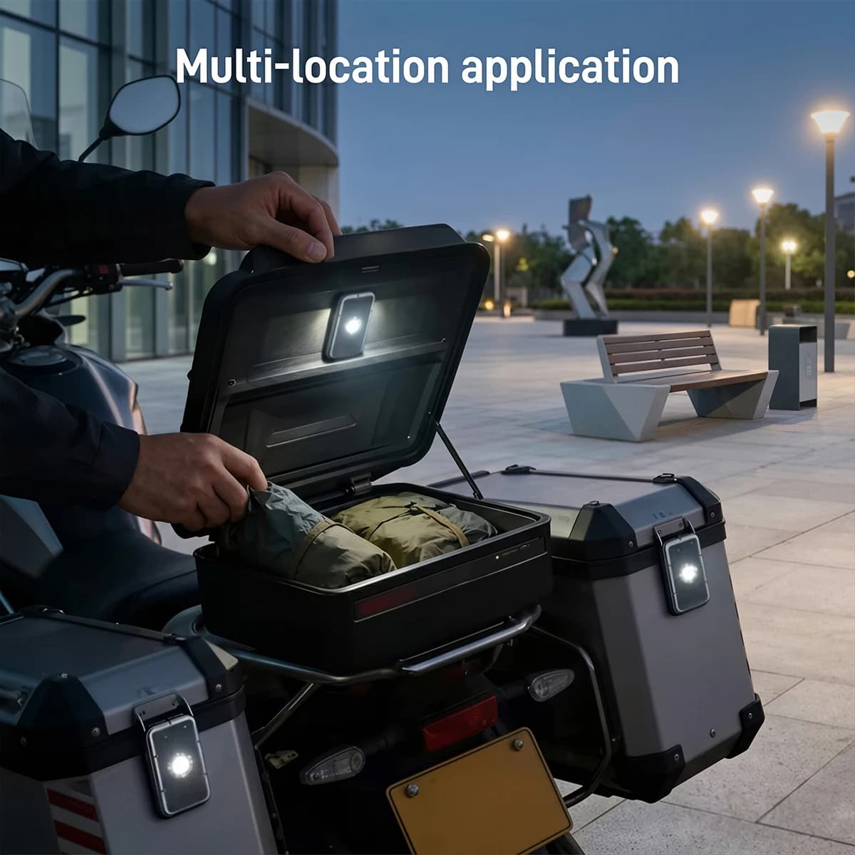 Newly upgrade Motorcycle Locomotive Box Sensor Light LED Tail Box Anti-Collision Lamp Convenient Outdoor Fishing Camping Night
