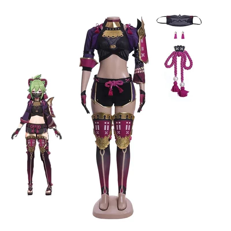 Woman Genshin Impact Kuki Shinobu Costume Cosplay Uniform Wig Halloween Costumes for Wo8;c'4,t;6.j'2;