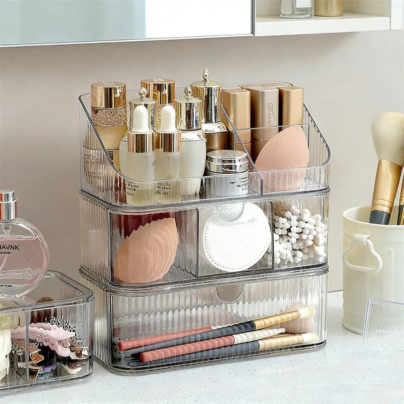 Organizer for Cosmetics in Cassetto, Stackable Container for Makeup Brushes and Cosmetic Tools, Desk Organizer and Makeup Tools Tool Box