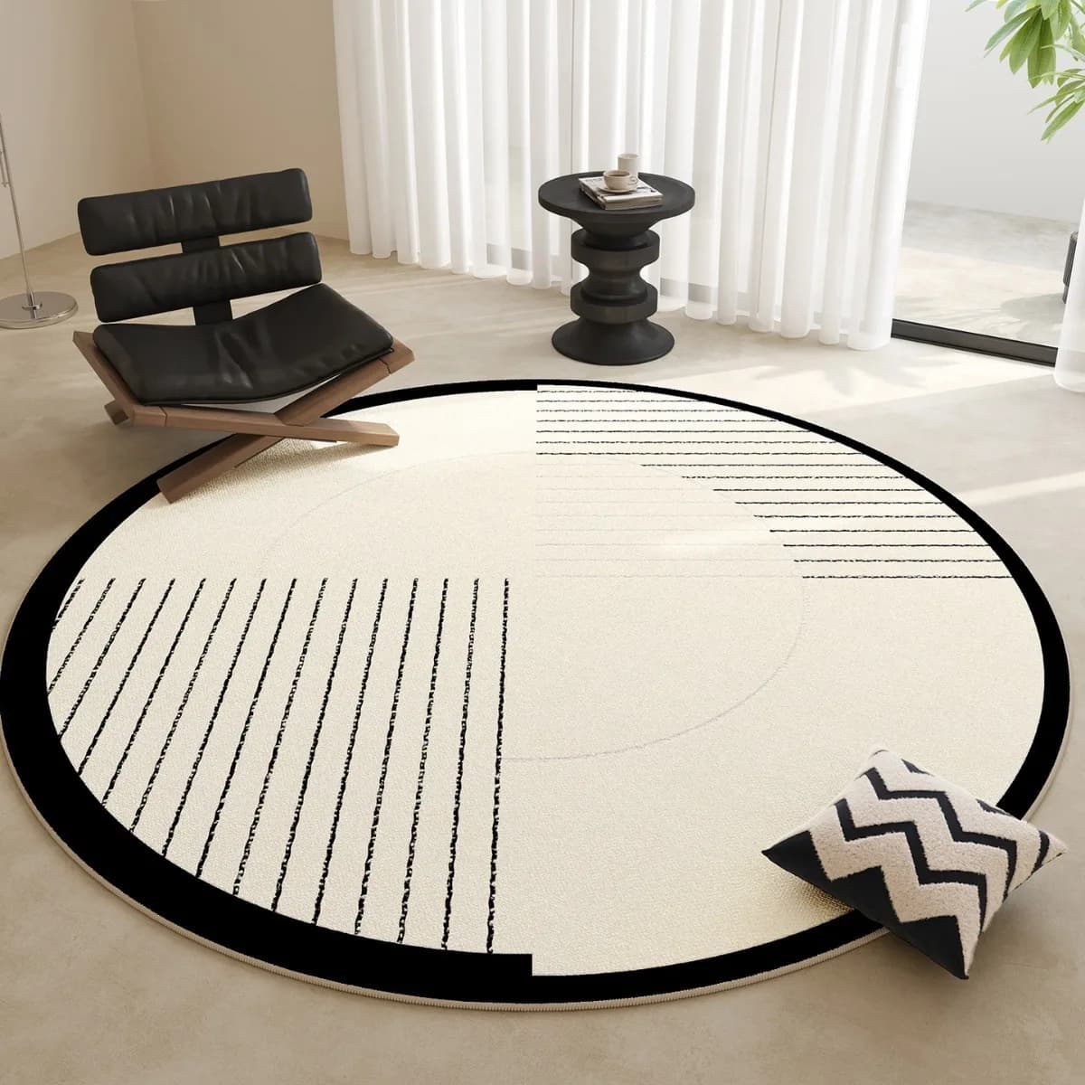 Tappeto Moderno Semplice per Soggiorno, Facile da Mantenere, Antiscivolo, Rotondo in Velluto, con Base Antiscivolo, Facile da Pulire