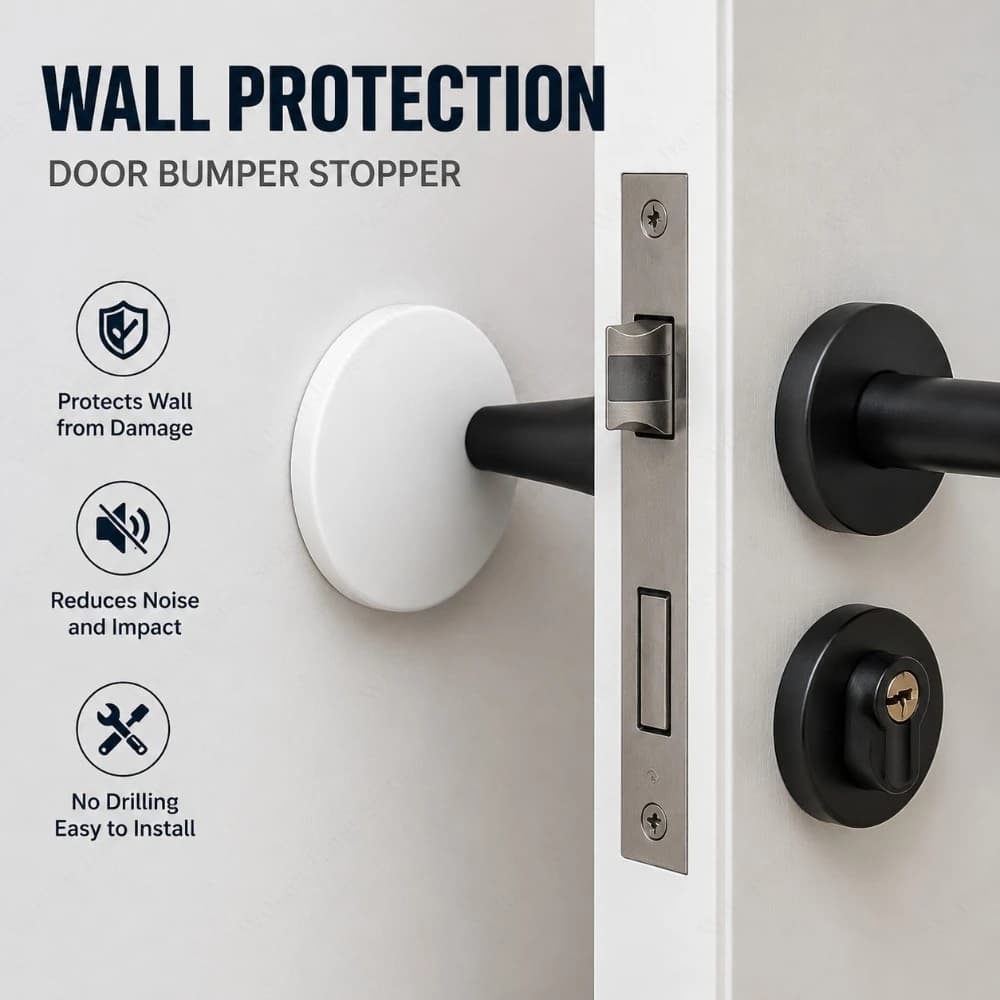 Fermaporta in PVC Autoadesivo Antiurto, Accessorio di Sicurezza per Casa, Ufficio, Camera da Letto, Soggiorno