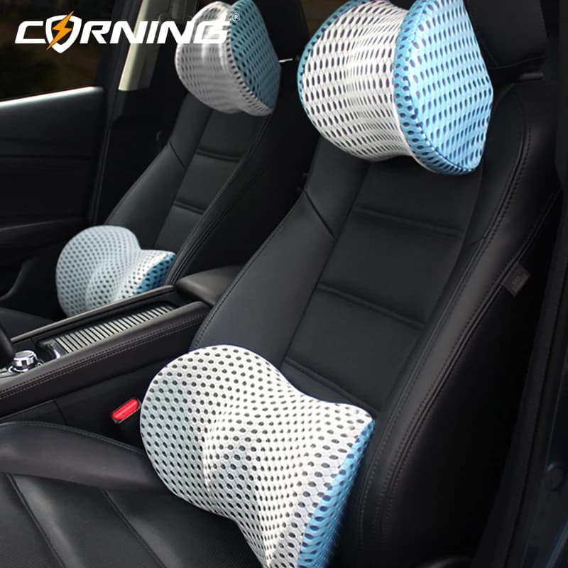 Cuscino multifunzionale con schienale per conducente dell'auto cuscino di supporto lombare Memory Foam ornamenti interni poggiatesta per il collo indietro