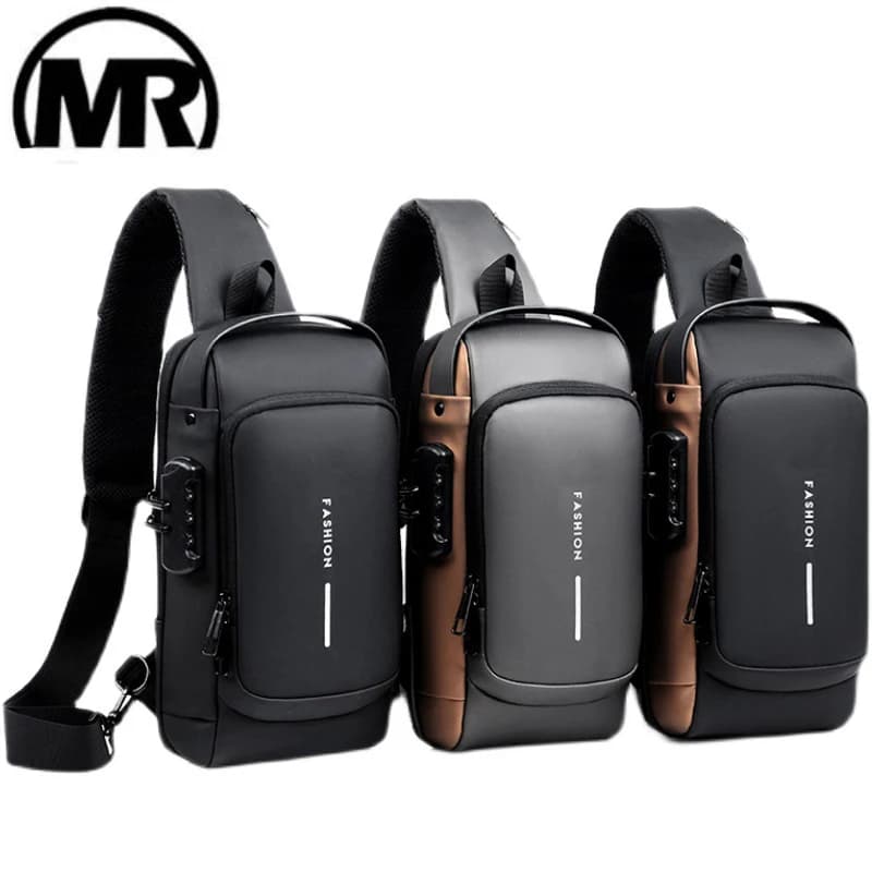 Borsa da uomo antifurto con blocco password Borsa da petto da uomo Sport casual Zaino piccolo Borsa a tracolla Borsa da moto Trendy