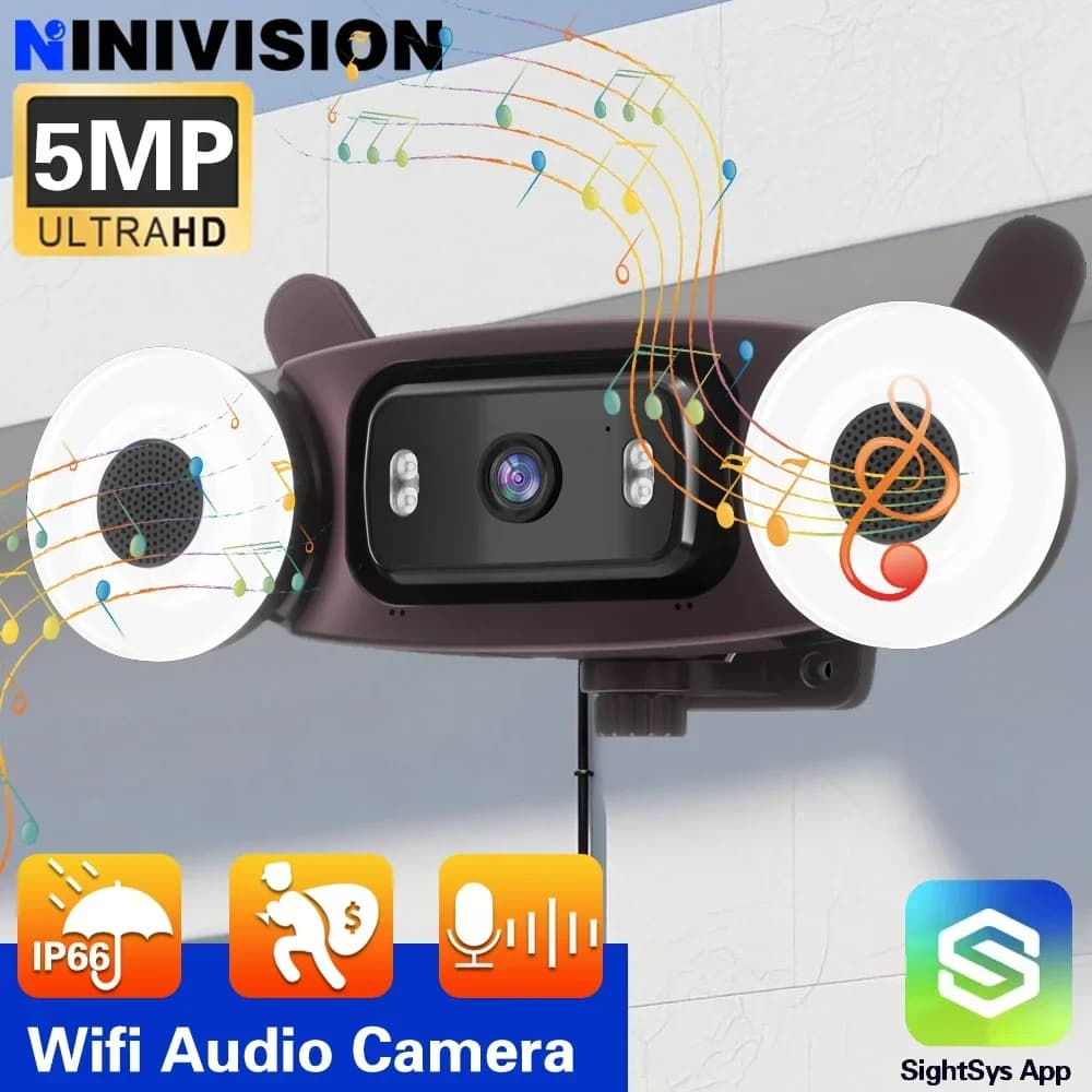 Telecamera IP WiFi All-in-One da Esterno 2K 5MP con Altoparlante, Impermeabile, per Sorveglianza e Sicurezza con Protezione Affidabile